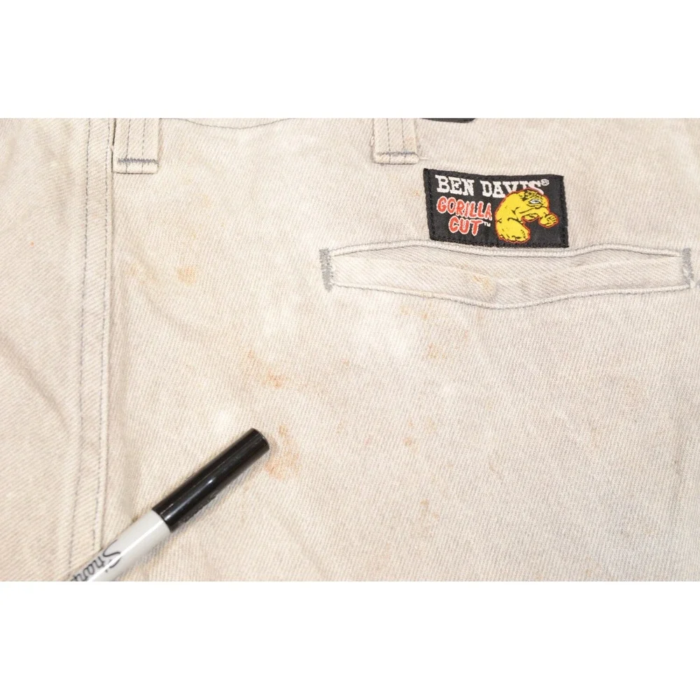 Vintage Ben Davis Gorilla Cut Work‎ Pants Mens 40 Light Gray Cotton Zip Fly